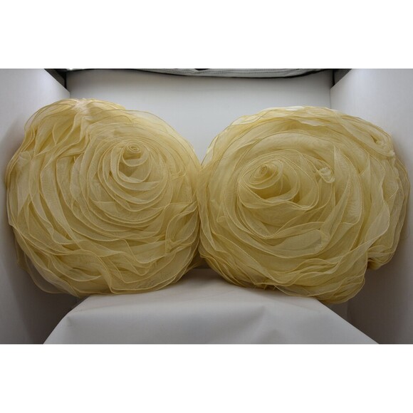 Elegant beautiful Yellowish Pearl Rose Weaving Silk Throw Pillows‎ - Picture 5 of 10